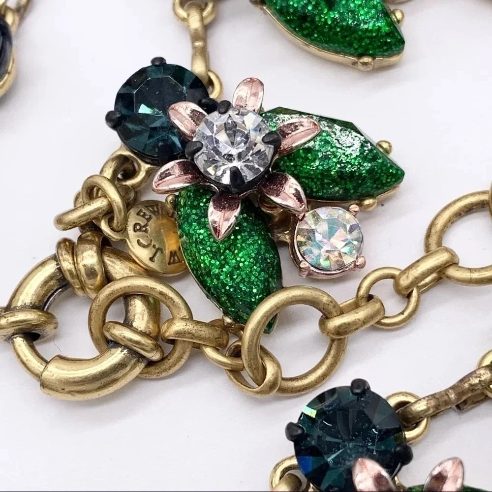 J. Crew Green Glitter Jeweled Necklace